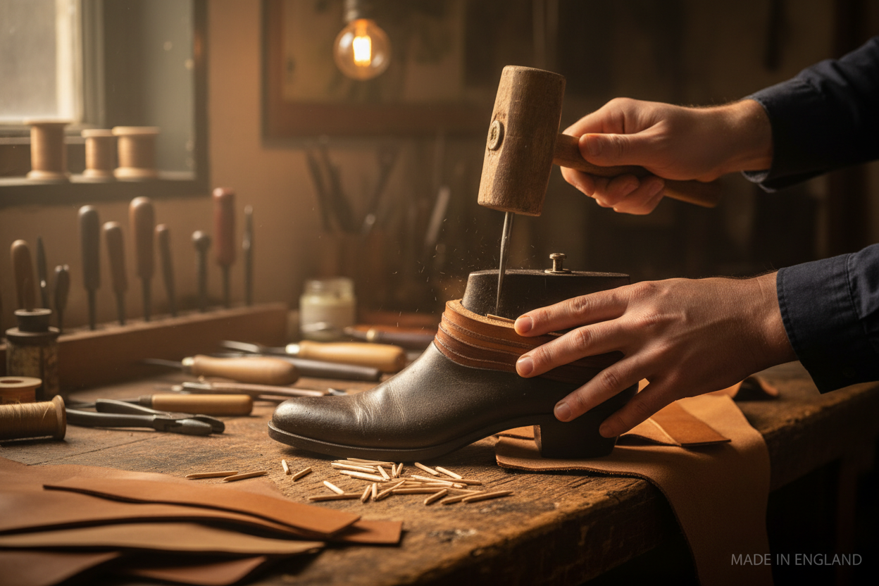 Pegging Awl — Leather Block Heel Workshop Lifestyle