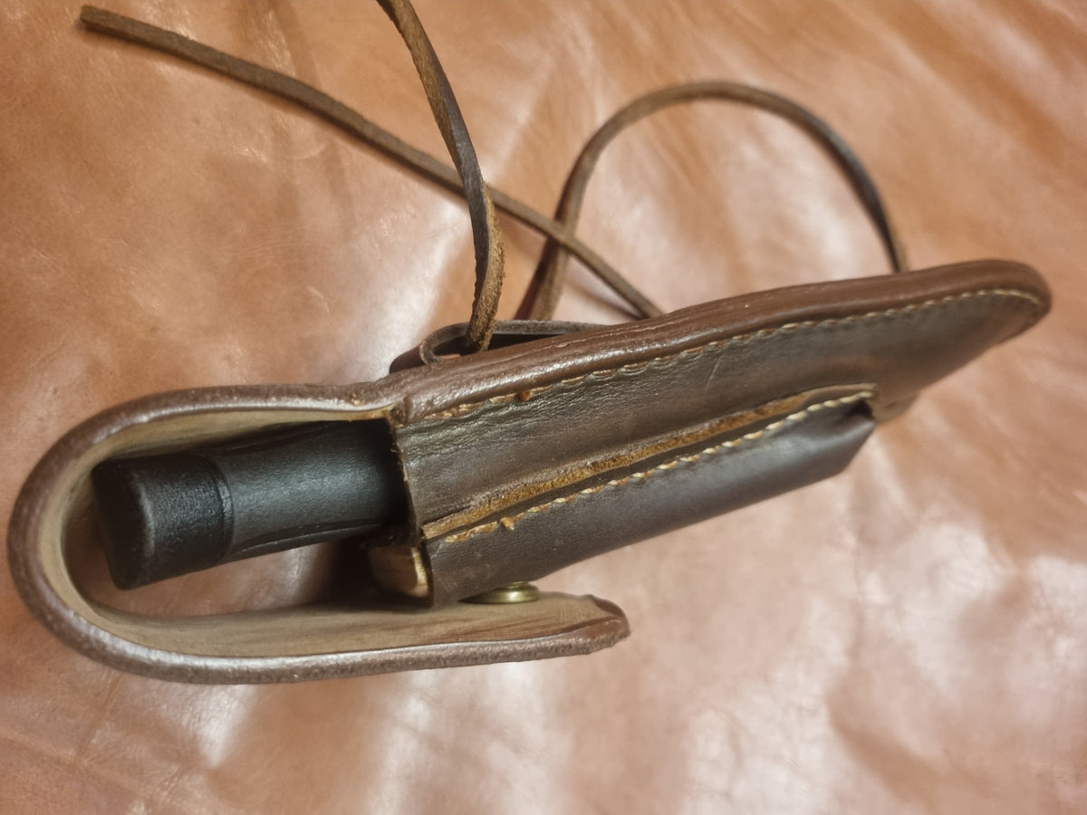 Leather Pouch Sheath for Fixed-Blade Knife with DC4 Whetstone Pocket