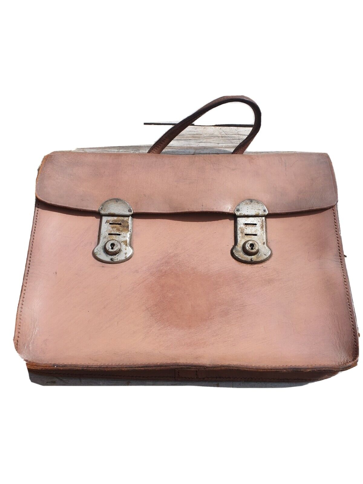 Vintage 1960s Brown Leather Music Satchel bag