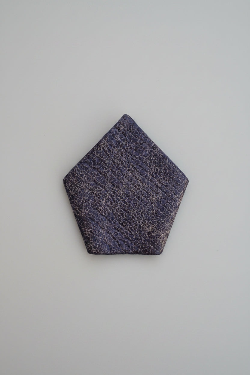 Dark brown cobra snake print suit square pocket made of leather with cobra pattern, set against a solid blue background.
