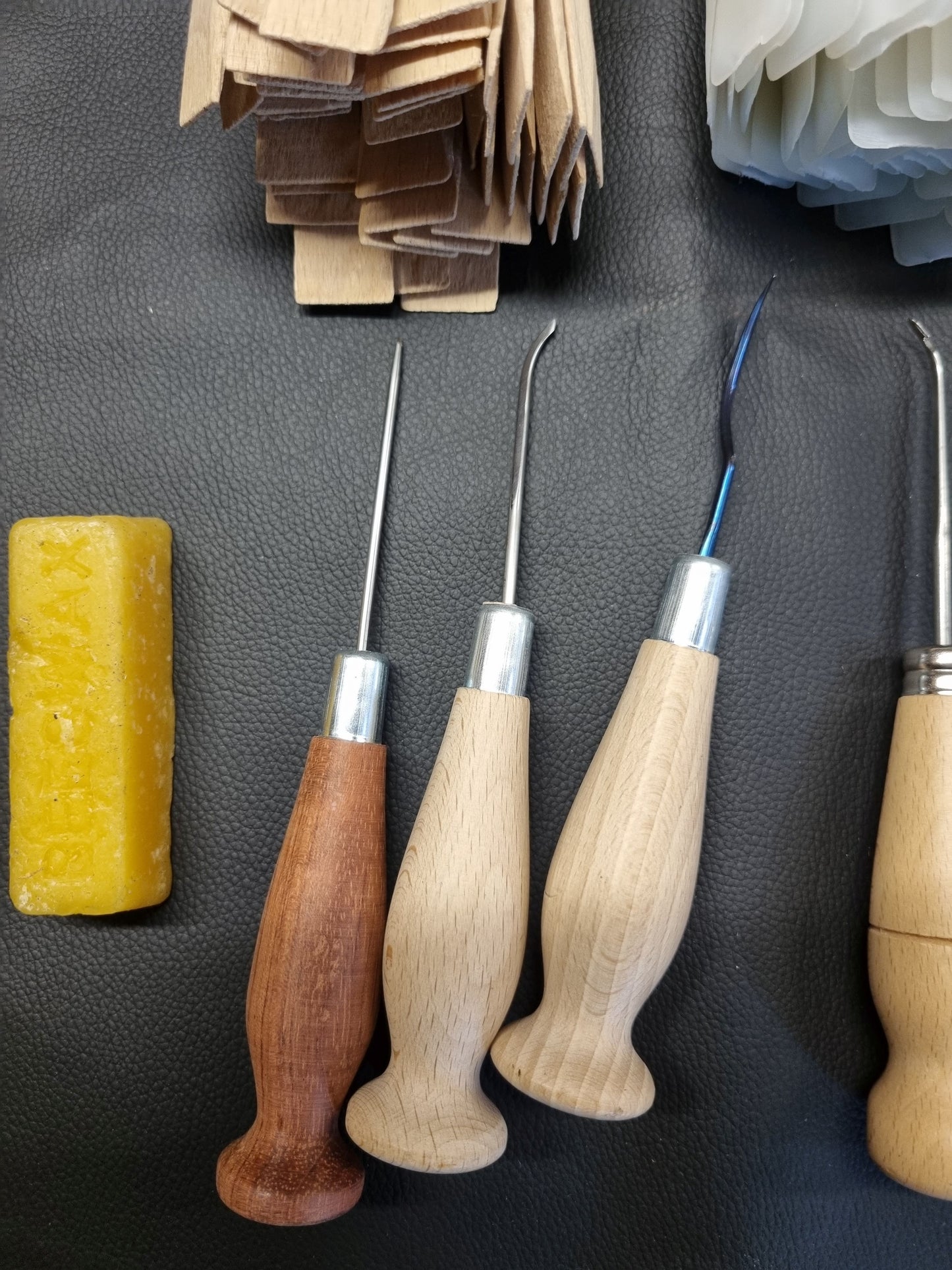 A Collection of Vintage Hand Sewing Awls Plastic and Wooden Shanks