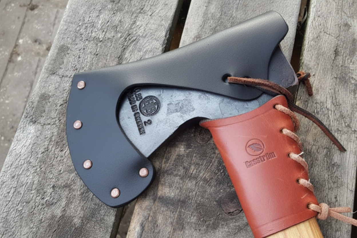 Axe Head Guard — Black Leather Version
