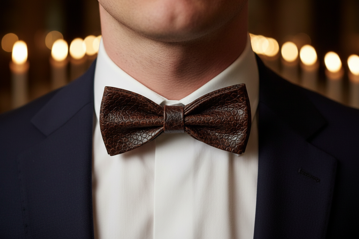 Brown Cobra Print Bow Tie — Evening Lifestyle