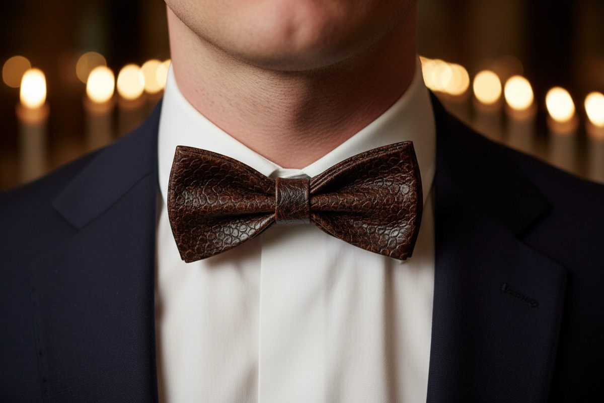 Brown Cobra Print Bow Tie — Evening Lifestyle