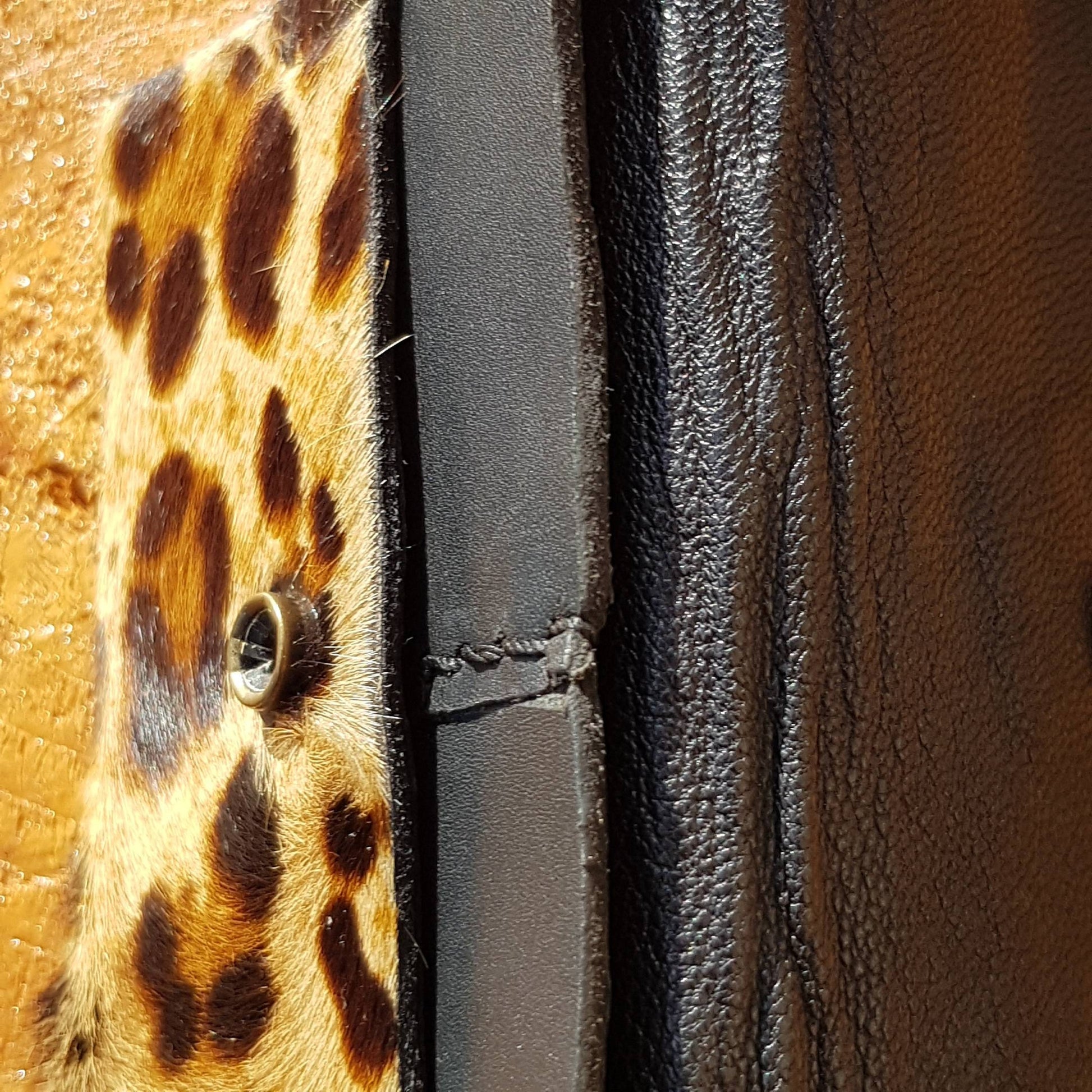 Close up view of leather lined wallet pockets