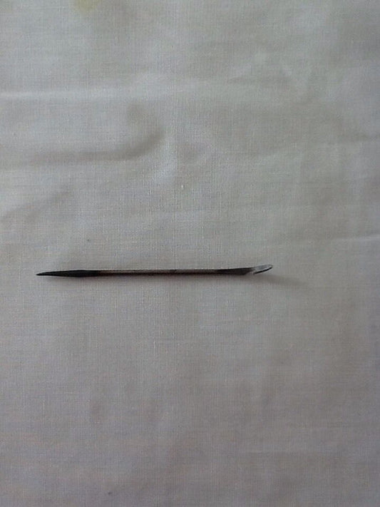 A single curved hooked awl blade made of cast steel, placed on a light background.