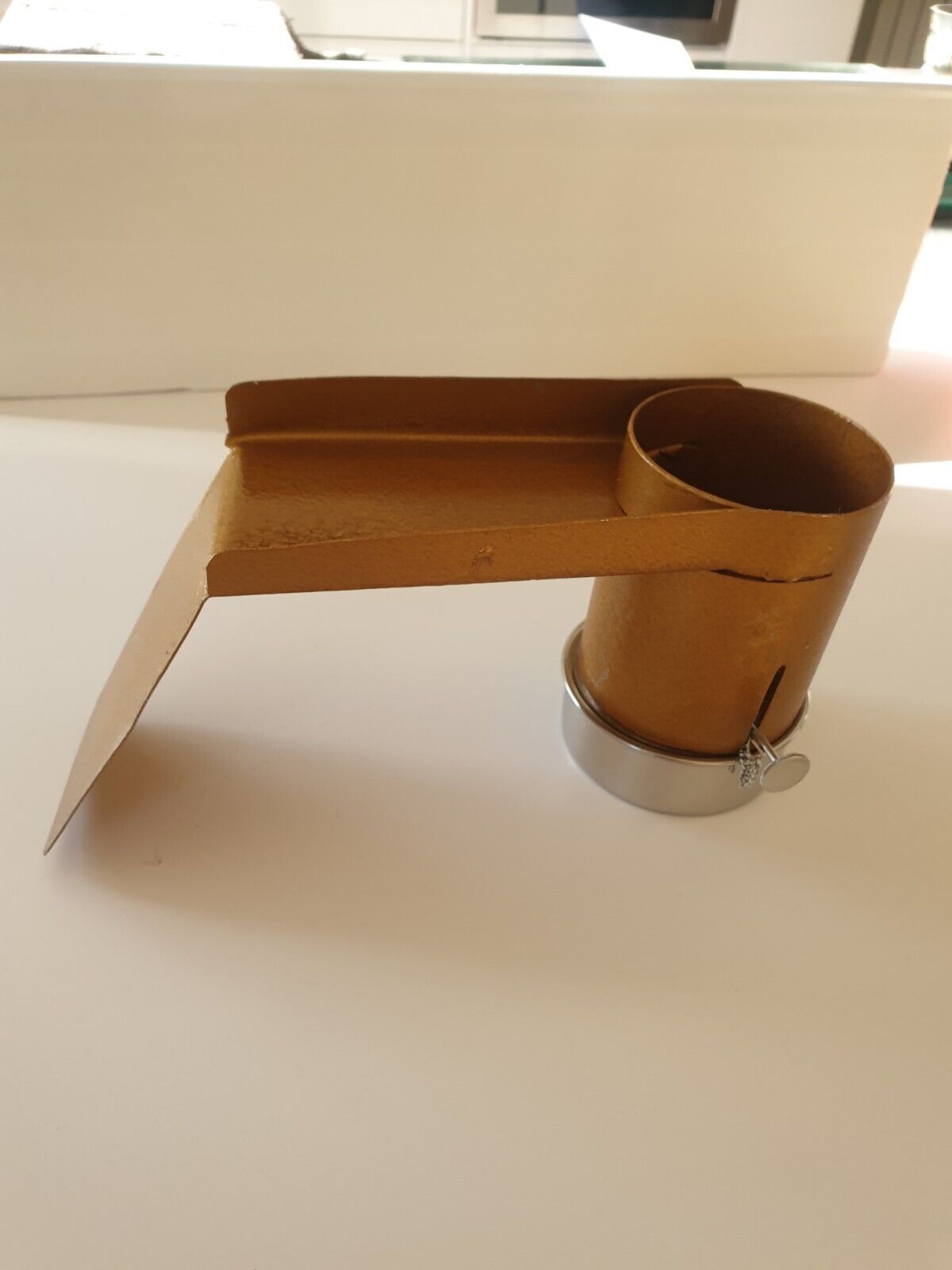 Shoemakers and leathercraft workers two part spirit with stand and burner  displayed on white background