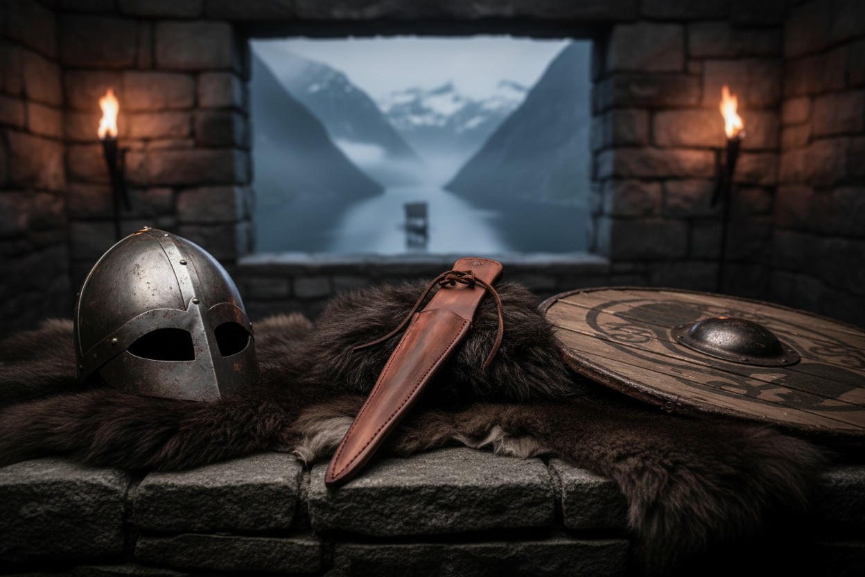 Medieval Bollock Dagger Sheath — Viking Setting