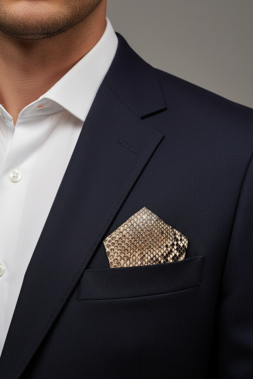 P5 Python Snakeskin — Lifestyle Navy Suit Point Up