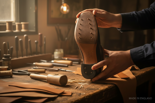 Pegging Awl — Leather Block Heel Upside Down