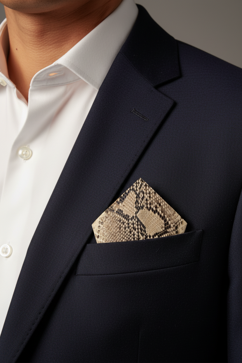 Python Snakeskin Bold Diamond Pattern — Lifestyle Navy Suit Point Up