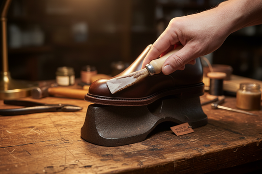 Red Deer Horn Burnishing Tool — In Use with Real Product