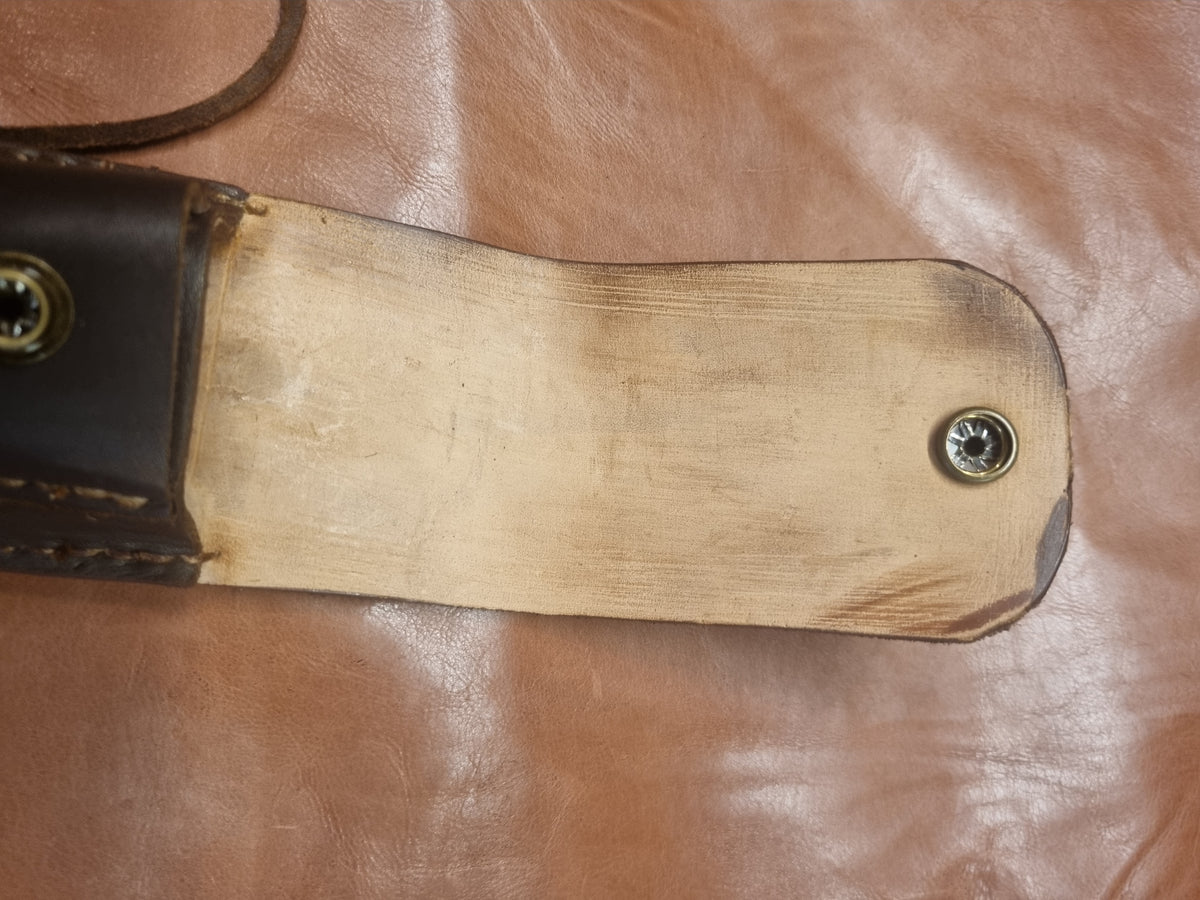 Leather Pouch Sheath for Fixed-Blade Knife with DC4 Whetstone Pocket