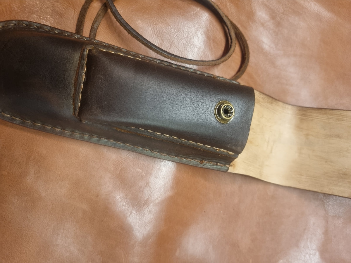 Leather Pouch Sheath for Fixed-Blade Knife with DC4 Whetstone Pocket