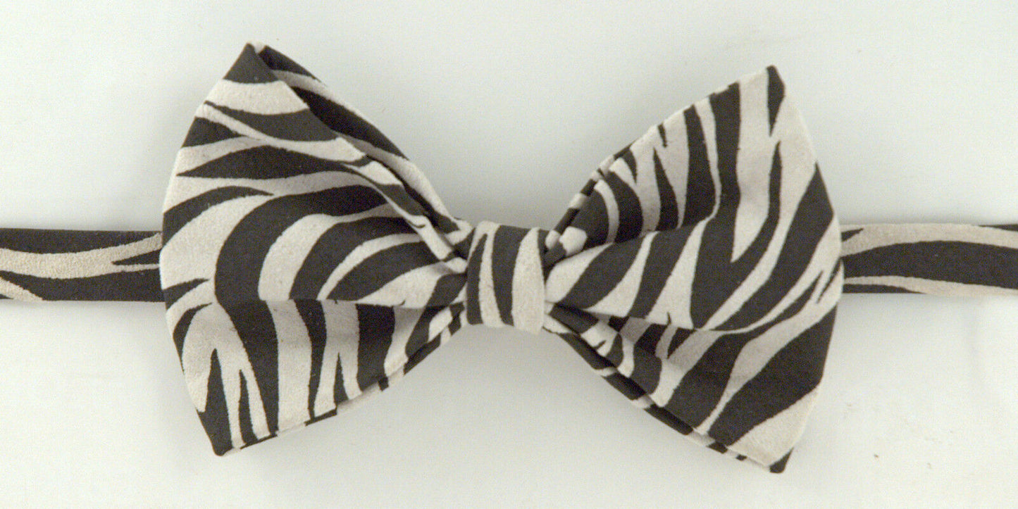 Exotic zebra print leather bow tie men