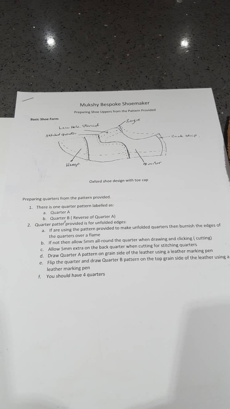 instructions for making shoe uppers