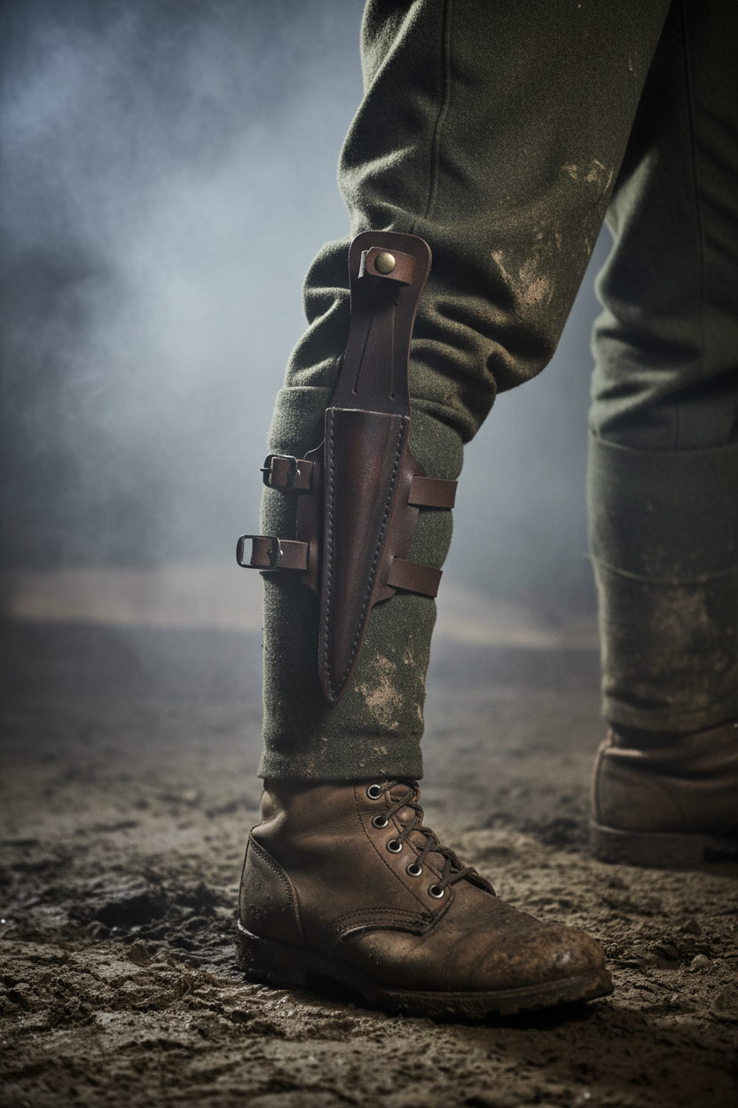 Thigh/Ankle Dagger Sheath — Worn on Soldier's Calf