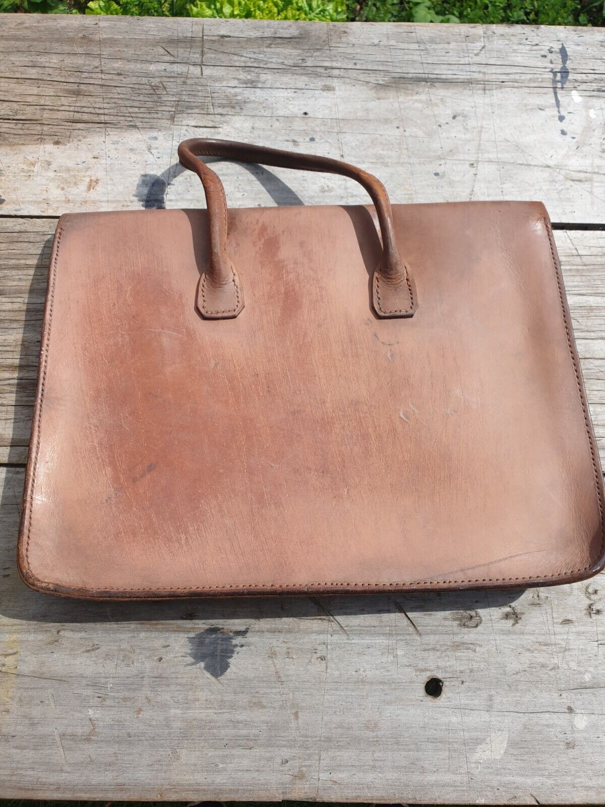 Vintage 1960s Brown Leather Music Satchel bag